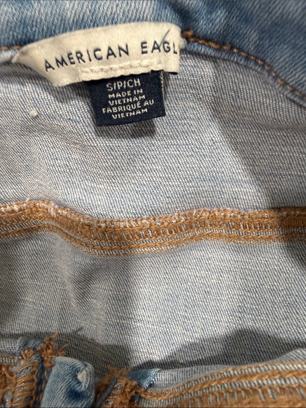 American Eagle Outfitters Light Blue Denim Strapless Crop Top - Picture 2 of 2